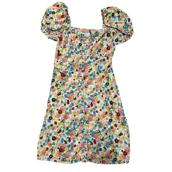 The Andamane Daisy Floral Mini Dress | Sweetheart Neck Puff Sleeve | Size Small - Picture 5 of 9